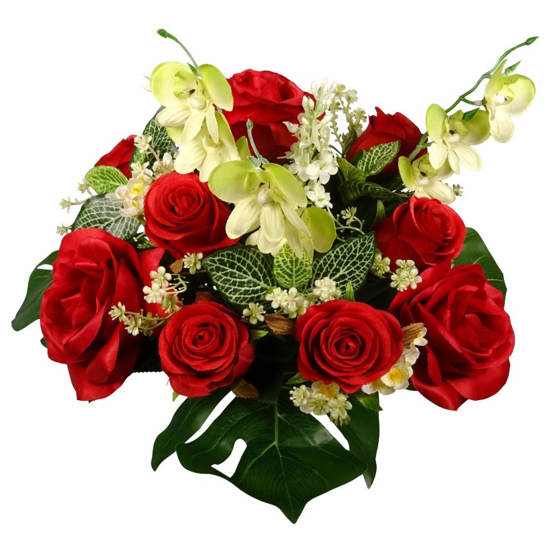 BOUQUET ROSE ORCHIDEE 21 fleurs H36CM les 6P