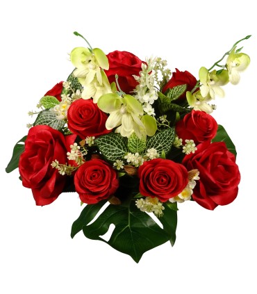 BOUQUET ROSE ORCHIDEE 21 fleurs H36CM les 6P