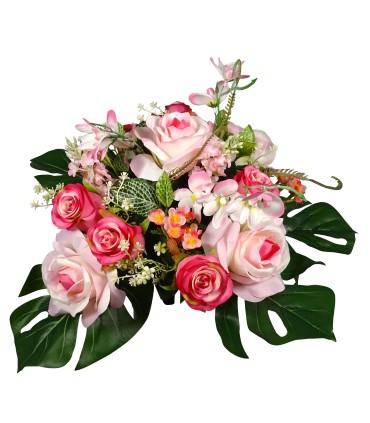 BOUQUET ROSE ORCHIDEE 21 fleurs H36CM les 6P