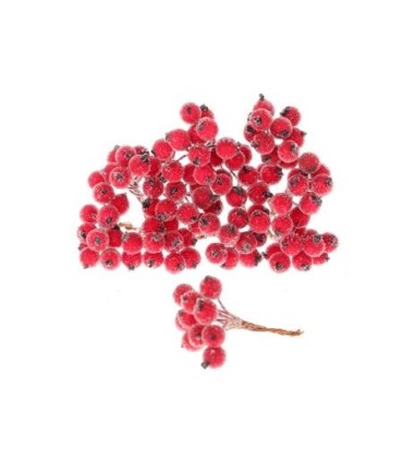 BAIE ROUGE GIVREE BOUQUET 10CM les 120P