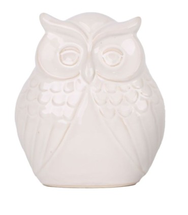 HIBOU VERNIS BLANC 11x7 H11.5CM les 4P