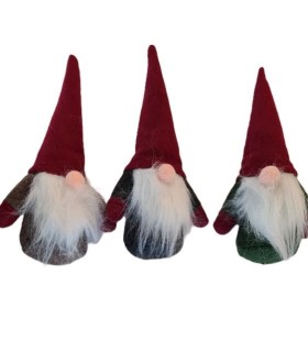 GNOME TISSU ASSORTI 21CM les 12P