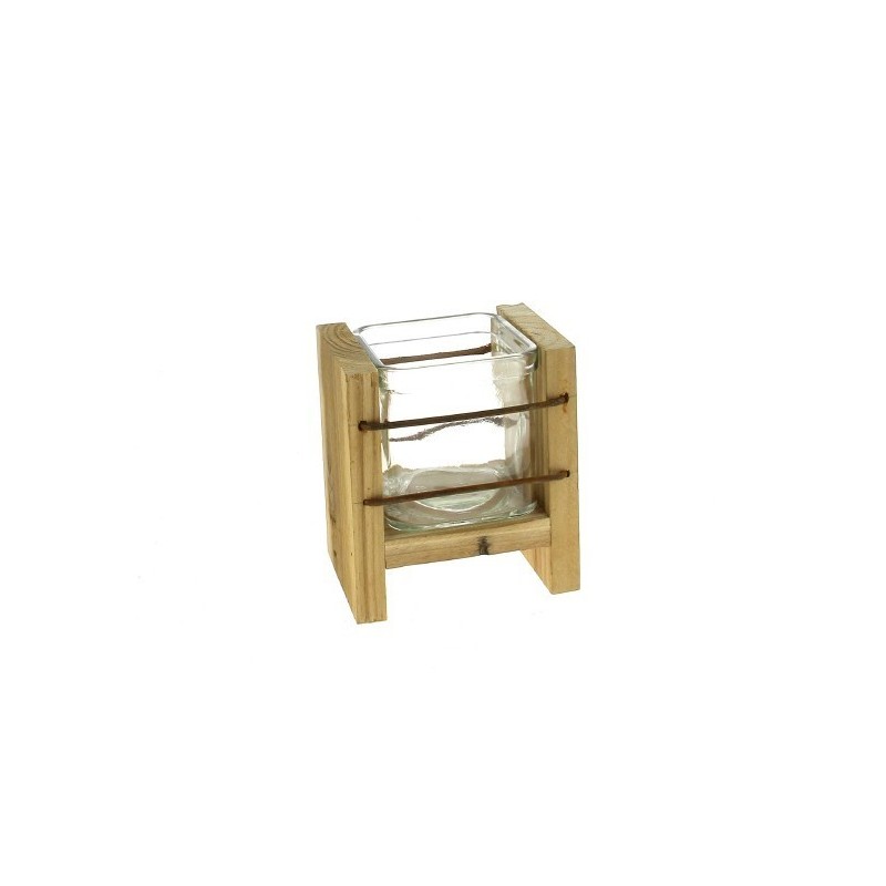 VERRE CUBE/1 SUPPORT BOIS à la pièce
