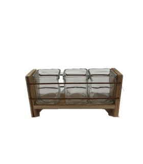 VERRE CUBE/3 SUPPORT BOIS à la pièce