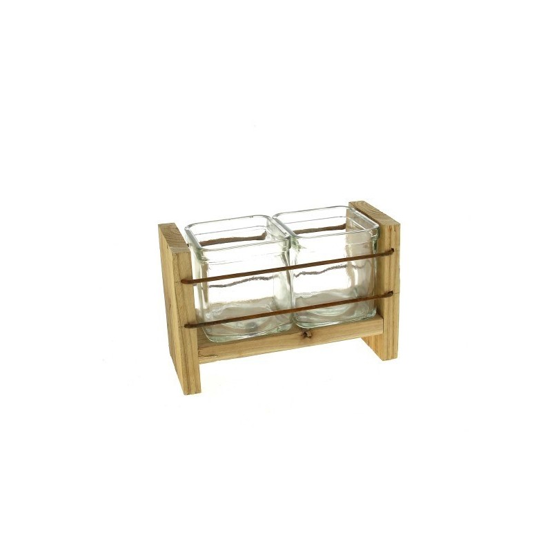 VERRE CUBE/2 SUPPORT BOIS à la pièce