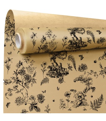 PAPIER KRAFT IMPRIME fond brun 80 cm x 40M