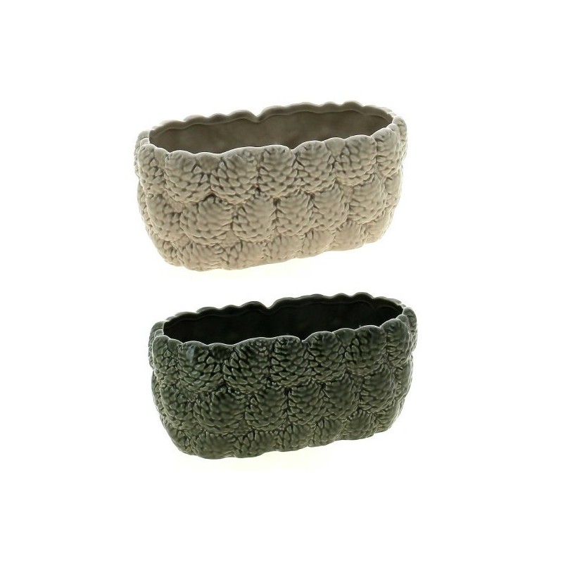 JARDINIERE POMME DE PIN 20.6x11 H9.3CM les 2P