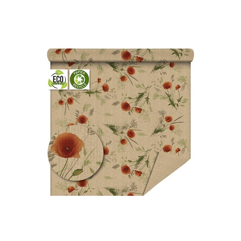 PAPIER KRAFT IMPRIME fond brun 80cm x 50M