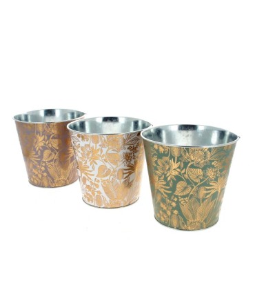 ZINC-POT FEUILLES DOREES 017 H16CM les 6P