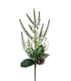 PIQUET DE NOEL "POMME DE PIN & BAIE GIVREE" les 12P