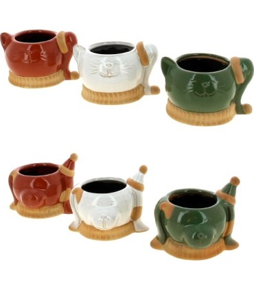 C.POT ANIMAL+BONNET NOEL 006CM les 6P