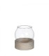 VERRE BOULE + SUP. BOIS 010 H11.5CM /1P