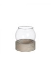 VERRE BOULE + SUP. BOIS 010 H11.5CM /1P