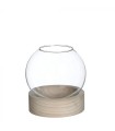VERRE BOULE + SUP. BOIS 013 H15.5CM la pièce