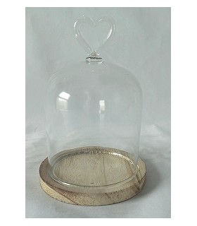 VERRE CLOCHE COEUR PLATEAU BOIS 011 H16.5CM /6P