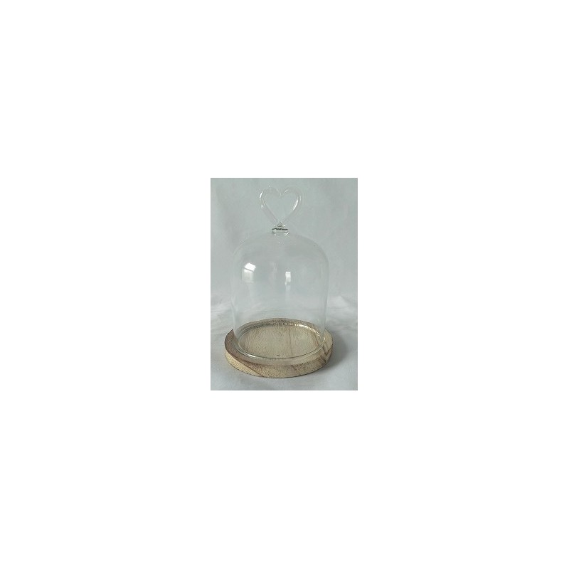 VERRE CLOCHE COEUR PLATEAU BOIS 011 H16.5CM /6P