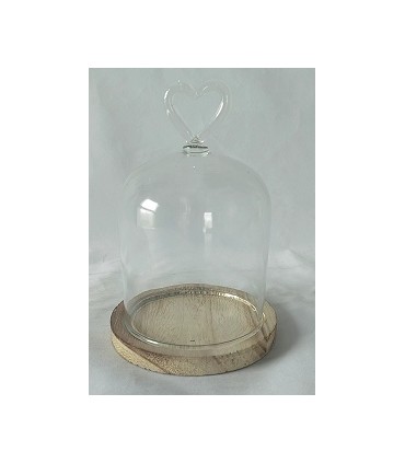 VERRE CLOCHE COEUR PLATEAU BOIS 011 H16.5CM /6P