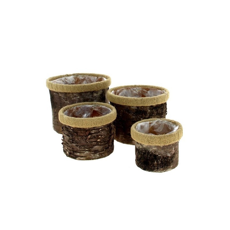 C.POT ECORCE +REBORD CORDE SET 4P