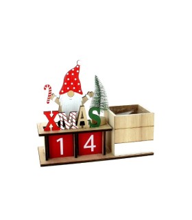 CALENDRIER BOIS AVEC POT 8x8 H8cm à la pièce
