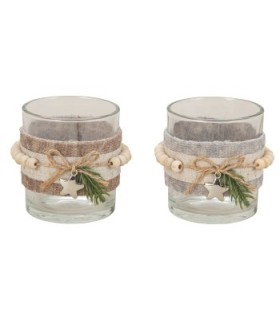 VERRE BOUGEOIR + PERLE BOIS 07CM les 6P