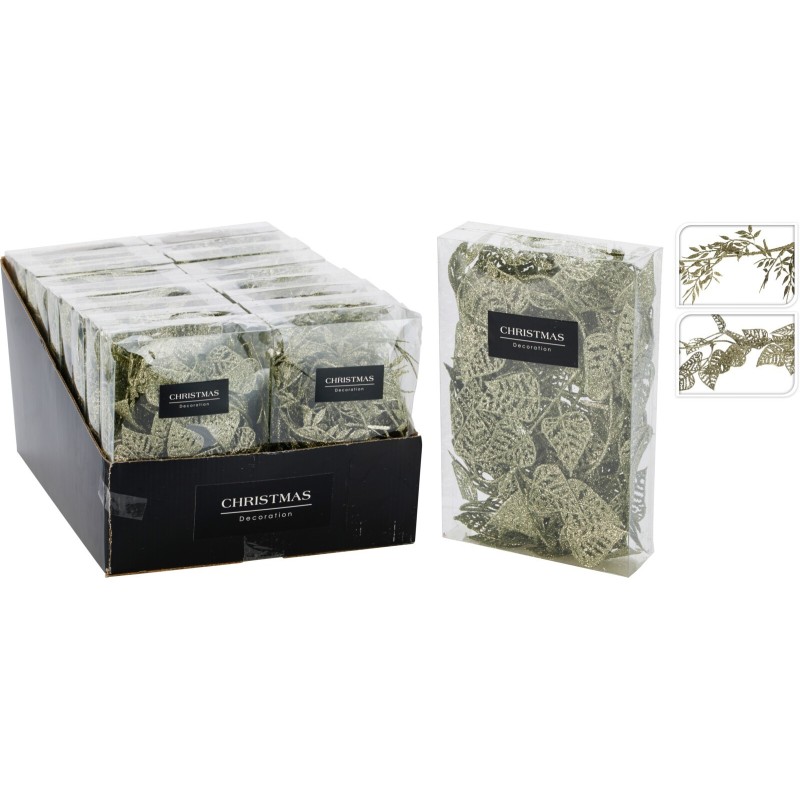 GUIRLANDE FEUILLES PAILLETE 18cm les 2 boites