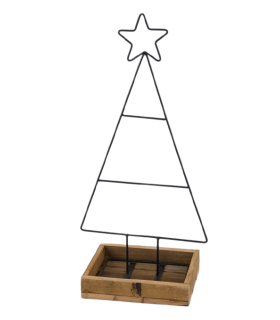 SAPIN NOIR DANS PLATEAU BOIS H66CM pièce