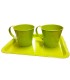 ZINC-TASSE/2 sur PLATEAU blanc & vert /1P
