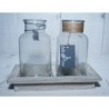 VERRE BOUTEILLE/2 + cadre bois 21X12CM