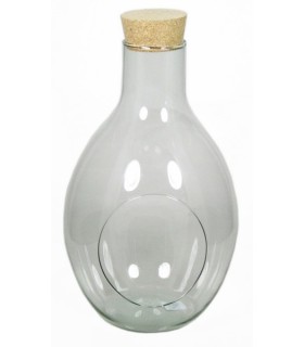 VERRE TERRARIUM ouvert + BOUCHON LIEGE H31CM/1P