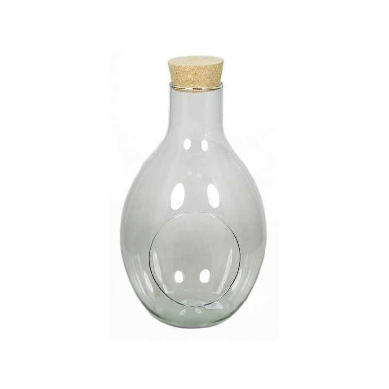 VERRE TERRARIUM ouvert + BOUCHON LIEGE H31CM/1P