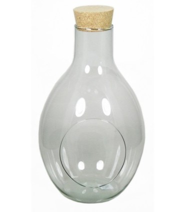 VERRE TERRARIUM ouvert + BOUCHON LIEGE H31CM/1P