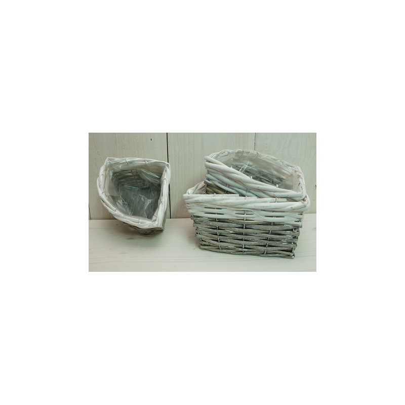 CORBEILLE OSIER BICOLORE TRIANGLE SET 3P