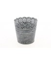 ZINC-C.POT BORD DENTELLE BLANCHI diam13 H12.5CM/1P