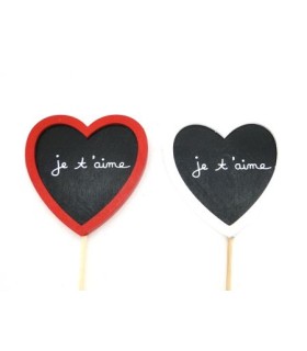 PIQUE ARDOISE COEUR "JE T'AIME" /12P