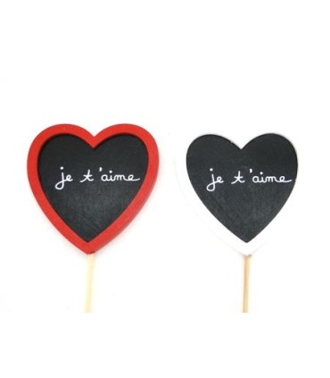 PIQUE ARDOISE COEUR "JE T'AIME" /12P