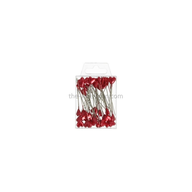EPINGLE TETE COEUR ROUGE 10MM X 55MM /40P