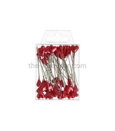 EPINGLE TETE COEUR ROUGE 10MM X 55MM /40P