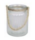 VERRE VASE NERVURE 09.5 H14.5CM avec CORDE 