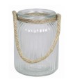 VERRE VASE NERVURE 09.5 H14.5CM avec CORDE 