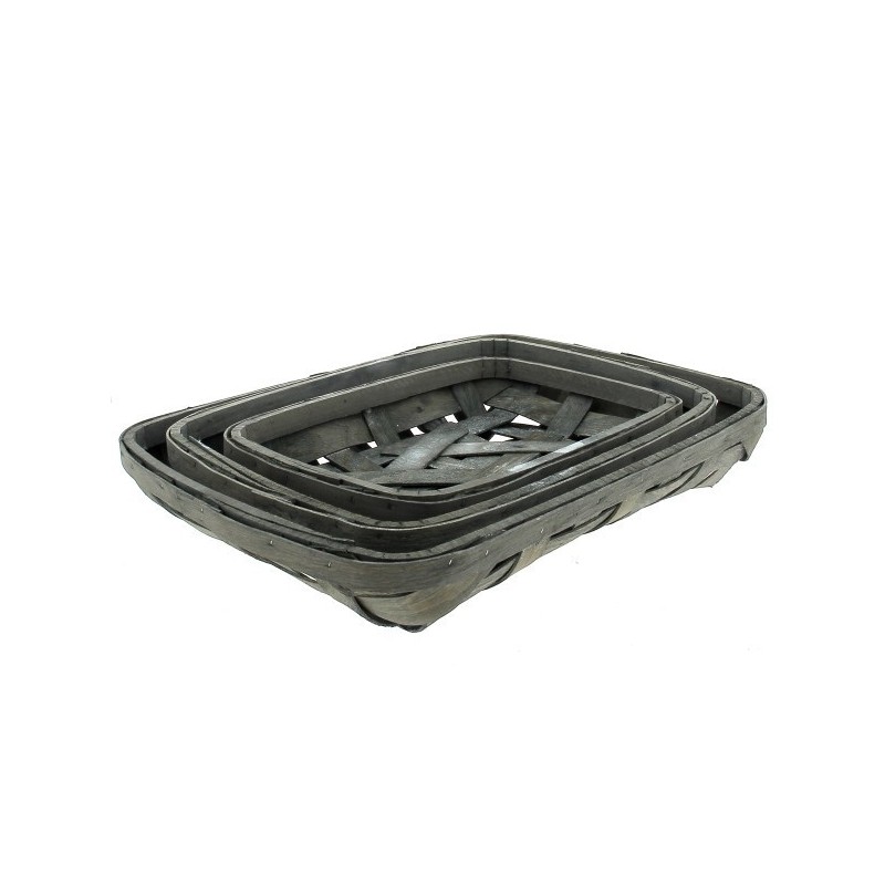 PLATEAU OSIER GRIS RECT.49à37CM SET 3P