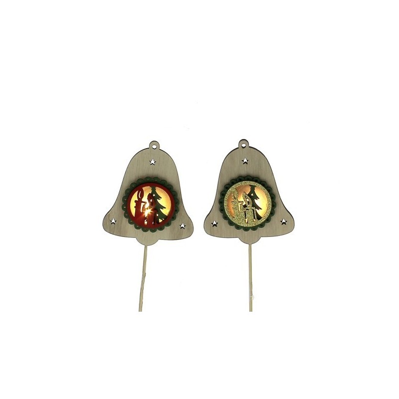 CLOCHE BOIS LUMINEUX BOUGIE SUR PIQUE les 6P
