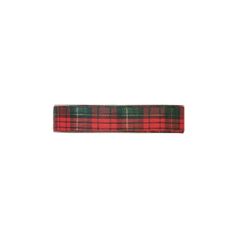 RUBAN FANTAISIE ECOSSAIS rouge et vert 25MM X 45M