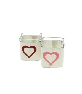 VERRE CUBE BLANC avec COEUR PEINT 7.5X7.5 H08CM les 12P