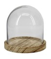 VERRE CLOCHE SUR PLATEAU BOIS Diam.10 H10CM les 6P