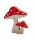 CHAMPIGNON EN BOIS NATUREL ET ROUGE à la pièce 