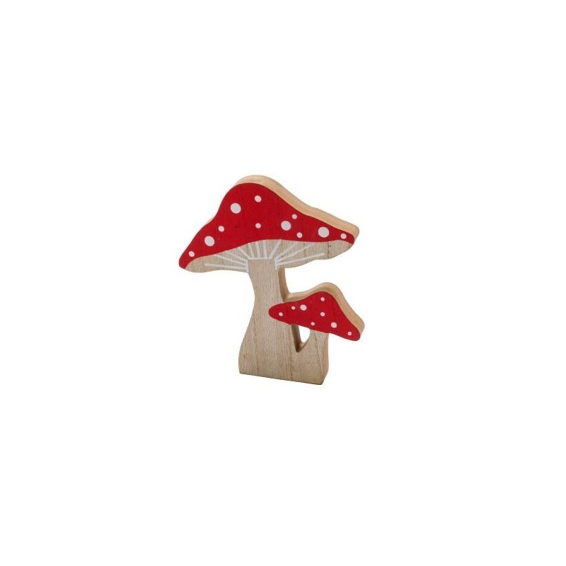 CHAMPIGNON EN BOIS NATUREL ET ROUGE à la pièce 