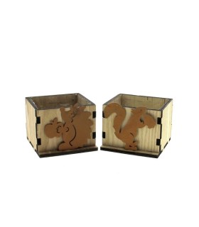 CUBE BOIS HERISSON ET ECUREUIL 9X9CM les 8P