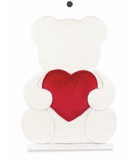 OURS BLANC COEUR ROUGE H85CM à la pièce
