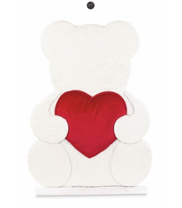 OURS BLANC COEUR ROUGE H85CM à la pièce