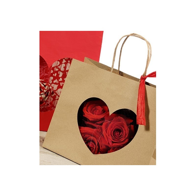 SAC KRAFT COEUR OUVERT 16X14X8CM les 12P